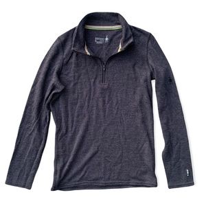 SmartWool Long Sleeve T Shirt V Neck Heather Gray Merino Wool Kids Size XL 250